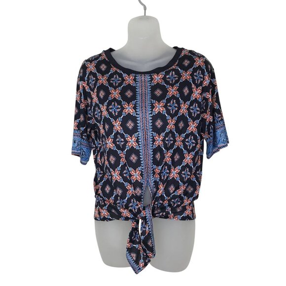 Sandro Paris Floral Print Bateau Neck Line Tie Up Blouse Size M - Picture 1 of 8
